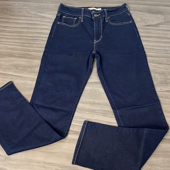 LEVIS HIGH RISE STRAIGHT WOMENS DARK WASH JEANS 26 - Picture 3 of 12